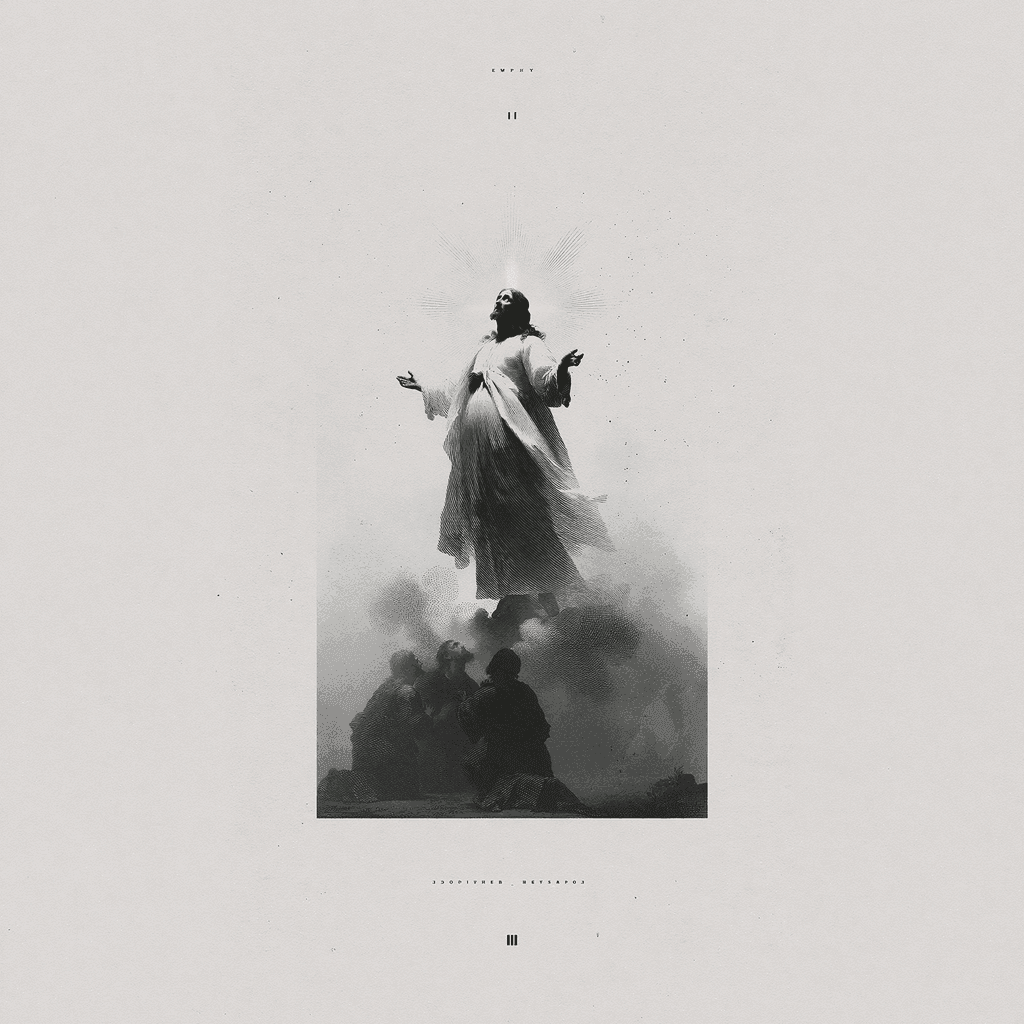 Christ ascending, watched from below
